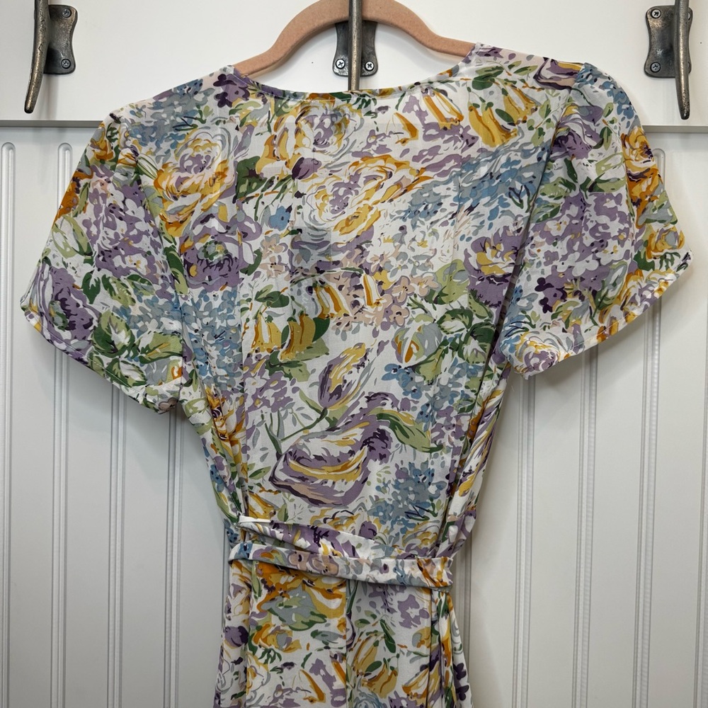 Lulu's Feels Magical Ivory Floral Print Short Sleeve Wrap Maxi Dress Sold Out S - Picture 11 of 14